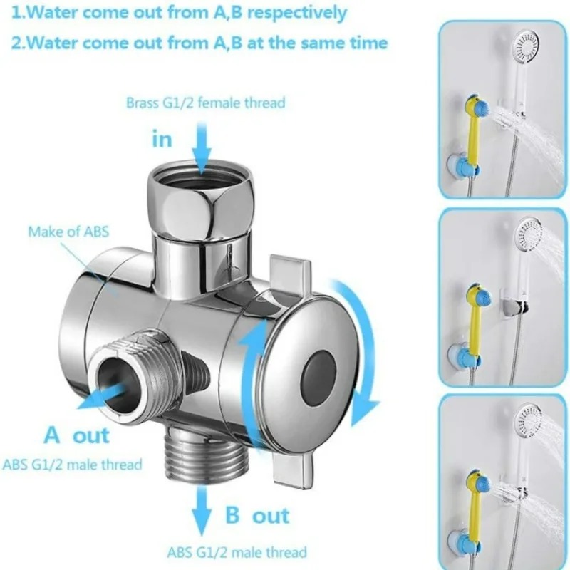 Shower Valve Cartridge - ﻿ 2/3-Wege-einstellbares Dusch-Umstellventil – G1/2 Messing-Schalter-Adapter,