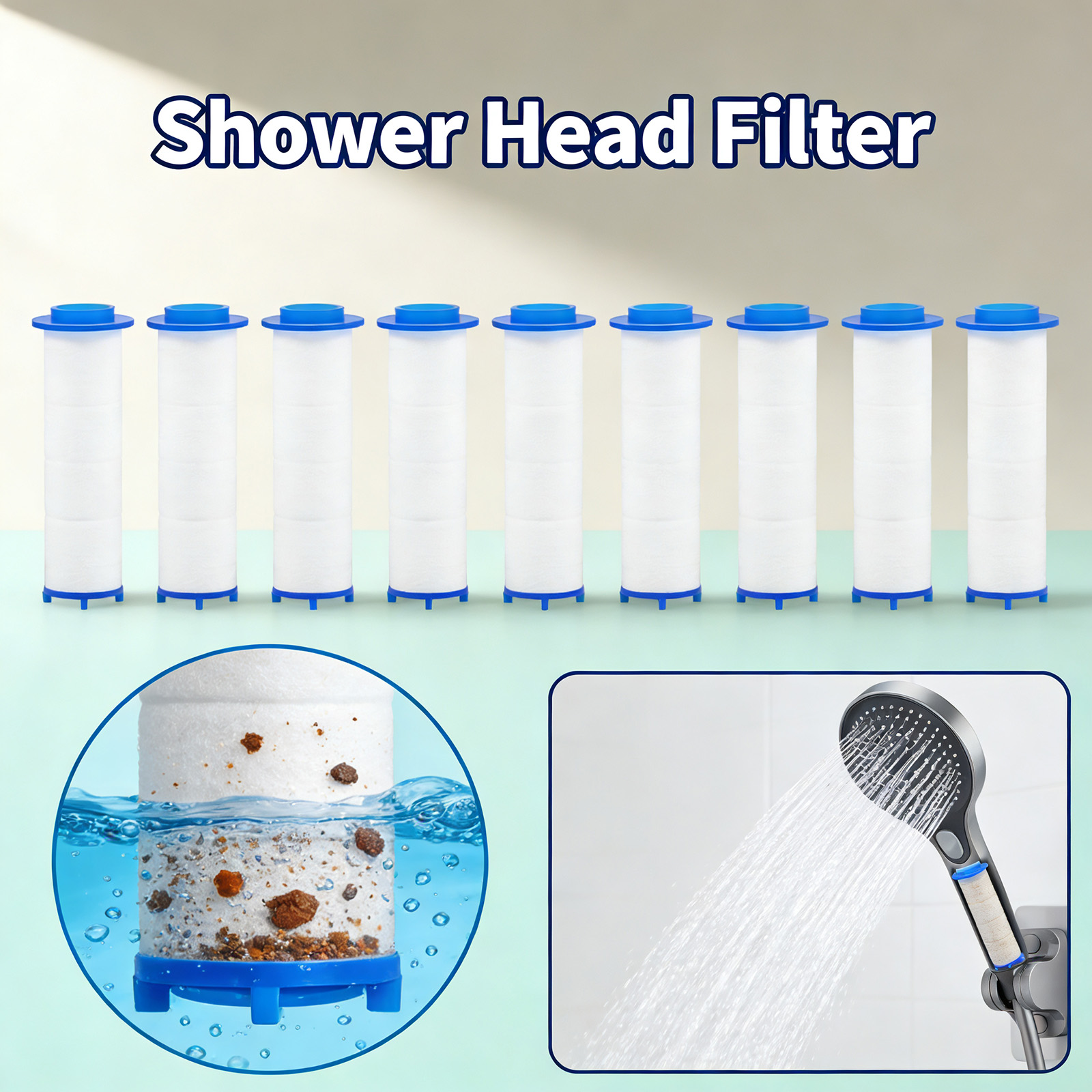 Shower Valve Cartridge - 20 Stück Ersatz-Duschfilterkartuschen, Duschwasserfilter, entfernen Chlor/Fluorid/Hartwasser